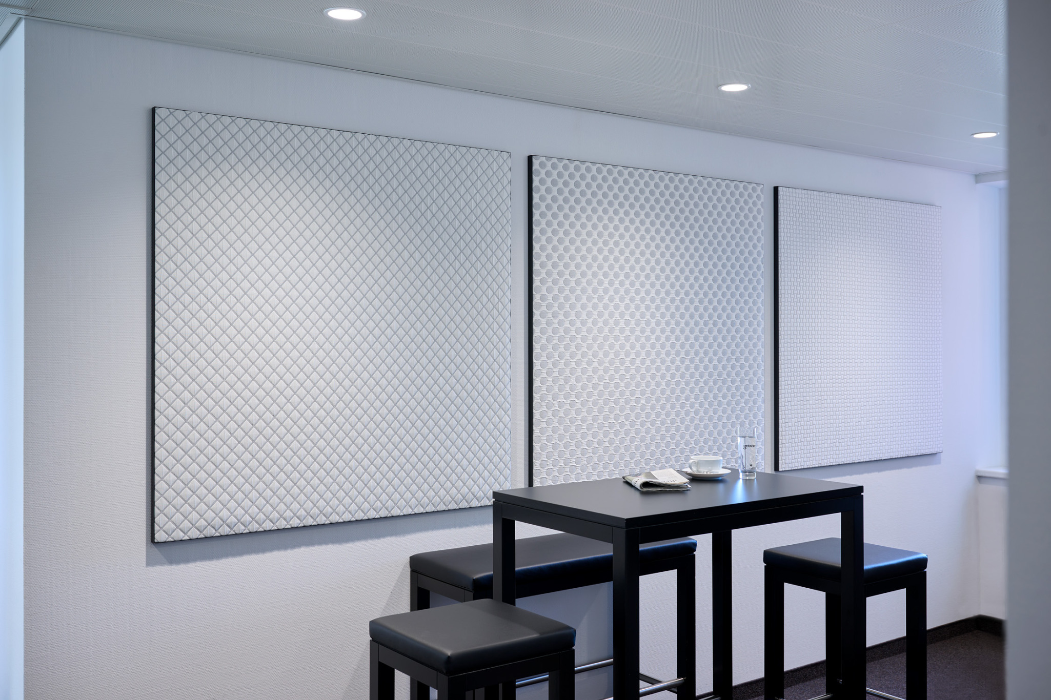 Fallstudie Akustik Großraumbüro 6 Wandabsorber Akustik - Elemente 3 Quadrate, Schallabsorber Produkte